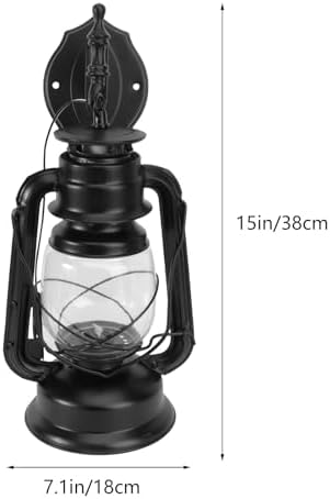 Cabilock Vintage Kerosene Lamp Wall Sconce Retro Decorative Wall Lamp for Restaurant and Bedroom, Black Metal Retro Lantern Without Bulb, American Style Corridor Lighting - Image 2