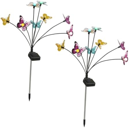 2pcs Butterfly Shape Solar Stake Light, Color Changing Garden Decor Xmas by Toyvian