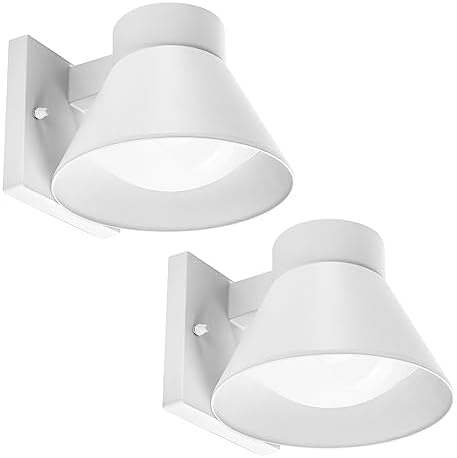 UME 2 Pack LED Outdoor White Front Porch Lights, Waterproof Wall Lantern Light Fixture, Anti-Rust Farmhouse Barn Wall Sconce for Patio, Doorway, Garage by UME