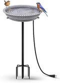 BIRD WISH Heated Bird Bath, Stable 5-Prong Metal Base Thermostat Control Weather Resistance All Seasons Available 75W Heated Bird Baths for Outdoors for Winter Garden Yard Patio Lawn, Spotted Grey by BIRDWISH