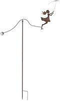 Metal Yard Balancer Garden Decorative Stakes 67", Rusty Treatment Iron Balancing Sculpture, Girl Flying Kite Balanced Stake, Present to Mother Sister Daughter as Park Lawn Patio Decor Art by DEMAGNNIE
