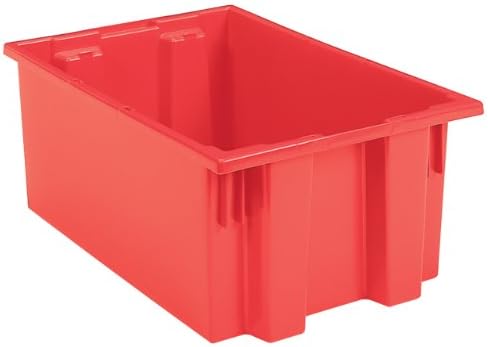 Akro-Mils 35190 Nest and Stack Plastic Storage Container and Distribution Tote, (19-1/2-Inch L x 15-1/2-Inch W x 10-Inch H), Red, (6-Pack) by Akro-Mils