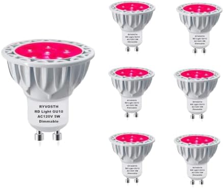 6-Pack MR16(GU10 Base) Led Bulb, Red Color, 5W,120V Voltage, Aluminum Casing, Dimmable,45 Deg by Unknown