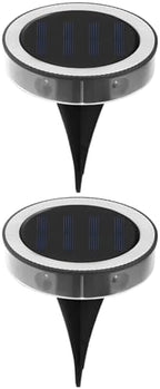 2 Pcs Waterproof Outdoor Solar Powered Ground Disk Lamps, White Lighting In-Ground Landscape Lights, Auto On/Off for Pathway, Yard, Patio, Lawn Decor, 5.12 X 4.33 in - Image 2