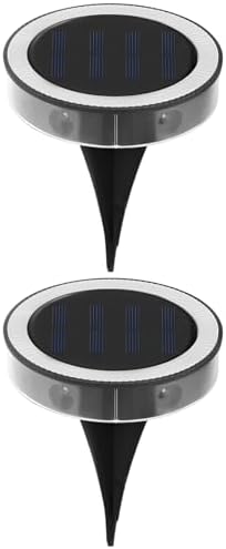 2 Pcs Waterproof Outdoor Solar Powered Ground Disk Lamps, White Lighting In-Ground Landscape Lights, Auto On/Off for Pathway, Yard, Patio, Lawn Decor, 5.12 X 4.33 in - Image 2
