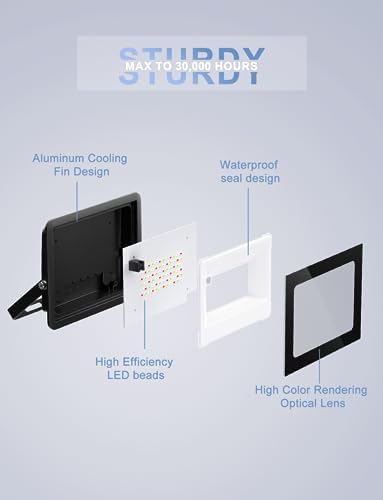 LED Flood Light Outdoor 600W Equiv, 60W RGB Color Changing Outdoor Floodlights with Remote, Stage Lights Landscape Floor Lighting Uplighting Indoor, IP66 Halloween Wall Light, Color DIY, Timer - Image 7