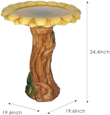 Birdbath for Outdoors with Sunflower Shape - 24.4" H * 19.6" Φ Standing Bird Bath for Garden, Yard, Patio, Porch, Easy Installation and Maintenance - Image 7
