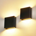 2 Pack Indoor Outdoor Black Up and Down LED Wall Light, Modern Bedroom/Porch Wall Lamp, IP65 Waterproof, 5%-100% Dimmable 18W 1620lm, 5CCT (2700K-5000K), CRI 90+, 120V-277V by LUXLUCIO