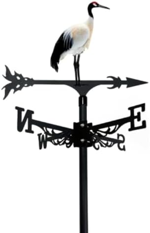 Metal Rooster Weather Vane, Retro Style, Suitable for Rooftop Villas and Peacock Weather vanes; Ideal for Sheds, courtyards, and gazebos. (Redcrowned Crane a) by Unknown