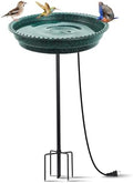 Heated Bird Bath for Outdoors for Winter, 75W Bird Bath Water Heater Bird Bath Deicer,Deep Bowl Thermostatic Control Weather Resistance Available with Stable Metal Pole for All Seasons(Green) by Unknown