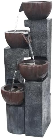 4 Tiered Cascading Outdoor Water Fountain with LED Lights 39.37’’H - Image 6