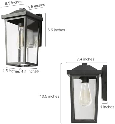 LALUZ Black Outdoor Wall Lights for House, Modern Farmhouse Porch Patio Lights Outdoor Wall Mount with Clear Glass, Waterproof Rectangular Exterior Outdoor Sconce Wall Lantern Light Fixture - Image 5