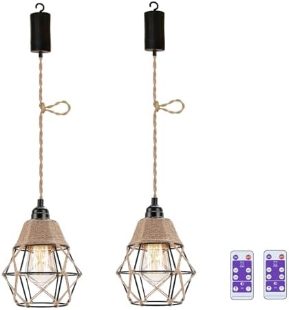 2pcs Battery Operated Pendant Lights Outdoor Chandelier Gazebo by EcoGehen