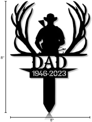 Personalized Hunter Grave Marker Hunter Dad with Deer Antlers Memorial Garden Stake 8-24 inch Hunter Dad Loss Gift, Hunter Memorial Gift Loss of Loved One (Hunter Dad with Deer Antlers) - Image 5