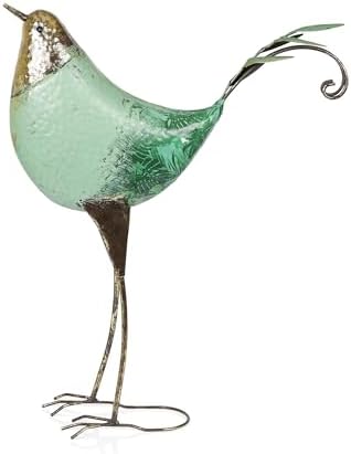 Alpine Corporation MCC704 Chin-Up Metal Bird Outdoor Décor Statue, Whimsical Animal Décor for Patio & Garden, 20" H, Green - Image 4