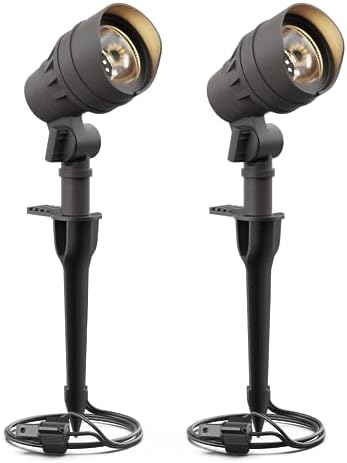 GOODSMAN Landscape Lighting 2PK Low Voltage Landscape Lights Led Low Voltage Landscape Spotlights 4.5W 205 Lumen Floodlights with Cable Connectors Metal Stakes 9127-96603-02A Black by GOODSMANN