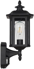 JYO 16" Motion Sensor Outdoor Wall Light Fixtures, Outdoor Wall Sconce with Seeded Glass & E26 Socket Matte Black Wall Mount Exterior Waterproof Wall Lantern for House Front Door Garage (01-BK-MA) by jyz