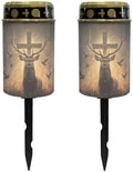 Poceacles 2 Pack Cross Solar Lights Outdoor for Cemetery Grave Solar Lights Outdoor Waterproof Decorative Flameless Candle for Cemetery Garden Backyard Outdoor Decor, Deer Cross Dove of Peace by Poceacles