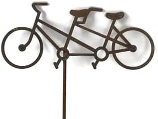 Hobby and Leisure Style Rustic or Powder Coated Metal Garden Stake or Stand (Tandem Bicycle 23" Tall Including Stake, Naturally Rusted) by Handmade