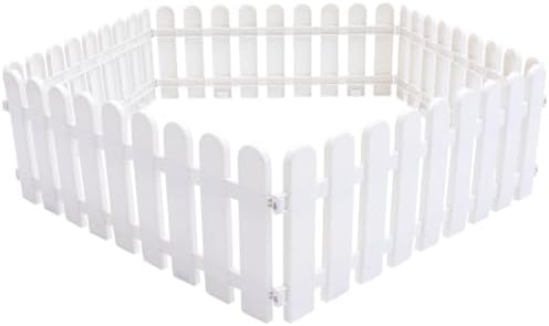 Kisangel 5Pcs White Plastic Picket Fence, Garden Border Edging 19.7x7.9 by Kisangel