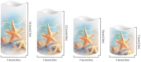Starfish Beach Flickering Flameless Candles Battery Operated Candles Set of 4 with Remote Control Timer Color Changing Pillar Candles Bulk Tea Lights Home Table Kitchen Decoration - Image 2