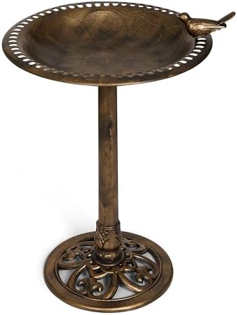 Backyard Expressions Outdoor Garden Bird Bath with Bird - Bronze - Weather Resistant Polyresin - 30 Inch - Image 2
