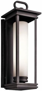 Kichler South Hope 28" 2 Light Outdoor Wall Light with Satin Etched Cased Opal Glass in Rubbed Bronze by KichlerLighting