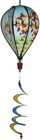 In the Breeze Butterfly Swarm 6-Panel Kinetic Hot Air Balloon Wind Spinner,11" W x 17" H, 26" Tail,1052 by InTheBreezeHomePage