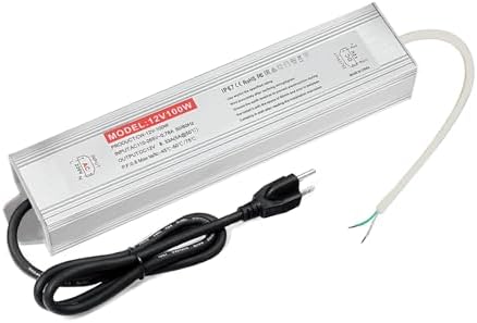 QNNP® LED Driver 100 Watts 12V DC with Plug, Low Voltage Transformer Waterproof IP67 Power Supply Transformer Adapter AC 85V-265V to 12V DC, LED Power Supply for Indoor Outdoor Lighting by qnnplighting