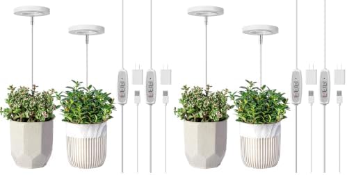 LORDEM Grow Light, Full Spectrum LED Plant Light for Indoor Plants, Height Adjustable Growing Lamp with Auto On/Off Timer 4/8/12H, 4 Dimmable Brightness, Ideal for Small Plants, 4 Packs by LORDEMLEDPlantGrowLight