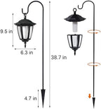 Dynaming 6 Pack Solar Halloween Flame Hanging Lights Outdoor, Flickering Flame LED Garden Lanterns with 4x38 Inch Shepherd Hooks, Landscape Lighting Waterproof for Lawn Yard Pathway Driveway, Purple - Image 3