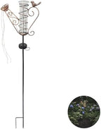 Solar Watering Can Lights, Iron Kettle Rain Gauge with Bird Accent, 6 in Glass Tube, LED String Lights, Rustproof Metal, Easy to Install Patio Yard Decor Statue, 36 x 8.5 x 2 in - Image 3