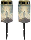 Poceacles 2 Pack Cross Solar Candle Cemetery Solar Lights for Grave LED Garden Lights Solar Powered Solar Pathway Lights Outdoor Waterproof with Dusk to Dawn Sensor, God Cross Light by Poceacles