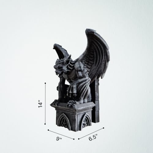 OLOMA Gothic Gargoyle Concrete Garden Statue Mythic Creature Sculpture Outdoor Yard Decor Handmade Guardian Figurine Patio Lawn Ornament Fantasy Architectural Accent Halloween Decor - Image 7