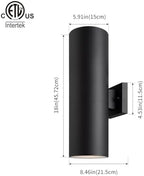 mirrea 18" Modern Outdoor Porch Light in 2 Lights, Matte Black, 2 Pack - Image 2
