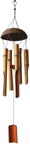 Coconut Shell Wind Chimes Outdoor for Garden Decoration Dark Colored 6 Tubes for Home(Khaki) by Unknown