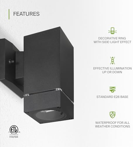 ASD 1 Light Cylinder Outdoor Sconce Lights, Black 60W E26 ETL 6 Pack - Image 3