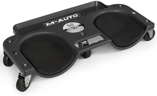 M-AUTO Rolling Knee Creeper Durable Knee Pads with Full 360 Degree Turn Casters and Tool Tray, Garage Kneeling Pads on Swivel Castors for Home Workshop Auto Repairing Maintaining, Black by M-AUTO