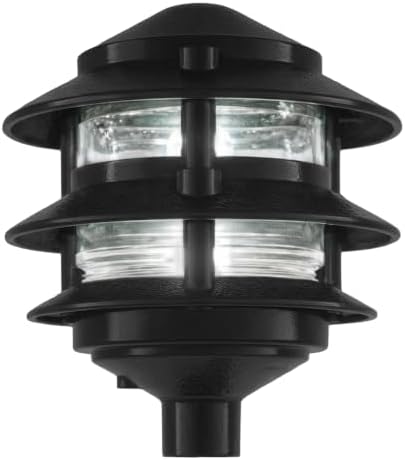Greenfield Weatherproof Line-Voltage (120V) 3-Tier LED Outdoor Pathway Light – Permanent Outside Light for Walkway, Driveway & Landscaping – Professional Grade & Made in USA – Black by GreenfieldWeatherproof
