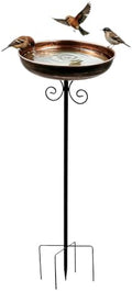Bird Bath for Outside with 5-Prong Metal Stake in Copper Finish, Weather-Resistant, 10 Inch Bowl, Easy to Clean for Garden by Unknown