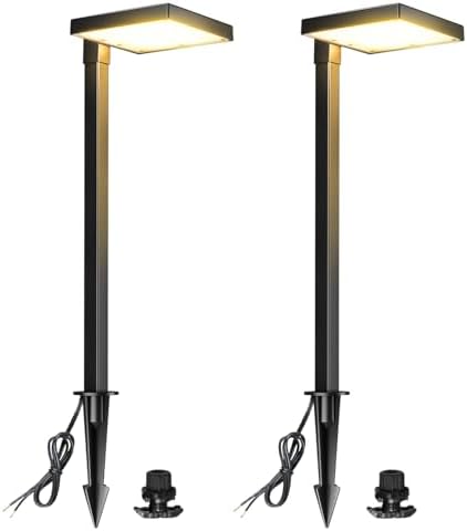 LUTEC 2 Pack Low Voltage Pathway Lights, Aluminum 12V Landscape Lighting with Connectors，IP65 Waterproof Anti-Glare Wired LED Pathway Lights, 5W 500LM Warm White 3000K for Pathway, Yard, Garden by LUTEC