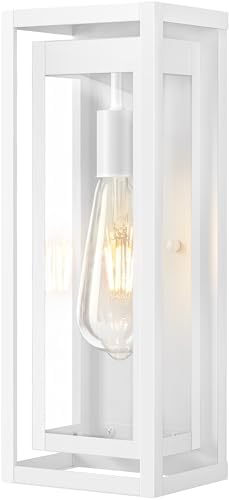 15" Outdoor Wall Lights, White Exterior Lighting Fixtures by Slypadan