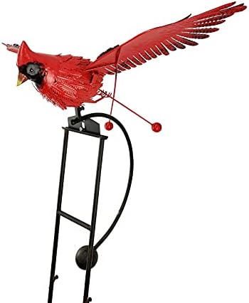 Red Carpet Studios Garden Stake Yard Art Metal and Glass Balance Rocker with Heavy Duty Stake, 4.5 Feet Tall, Cardinal - Image 3