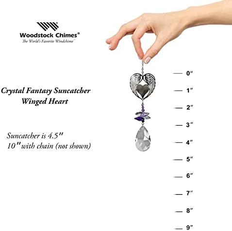 Woodstock Chimes Woodstock Rainbow Makers Collection, Crystal Fantasy, 4.5'' Winged Heart Crystal Fantasies Crystal Suncatchers for Outdoor, Patio, Home or Garden Décor (CFWH) - Image 4
