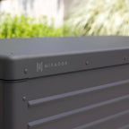 MIRADOR 175 Gallon Outdoor Storage Box with Wheels & Soft-Close Lid, Waterproof Metal Deck Box for Patio Cushions, Garden Tools & Pool Accessories, Charcoal - Image 5