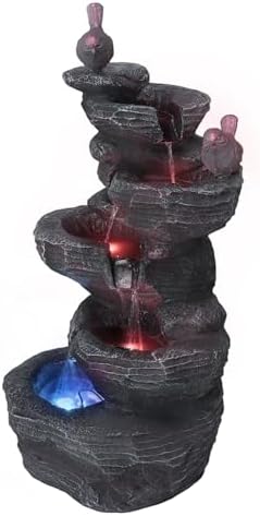 Resin Stone Imitation Waterfall with LED Lights Desktop Waterfall Fountain Tabletop Fountain Relax Decor for Home Office by Unknown