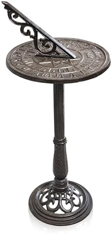 Linton Arst Garden Sundial Compass, 23.6lb Heavy Duty Solid Cast Iron Armillary Sphere, Vintage Waterproof Outdoor Sun Dial with Roman Numerals, Landscape Ornament for Patio Lawn Backyard by LintonArts