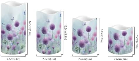 Dandelion LED Flameless Candles Realistic Dancing Flame with Remote Control Waterproof Outdoor Pillar Lights (4 Pack) Battery Operated Candles for Patio Poolside Garden Path - Image 2