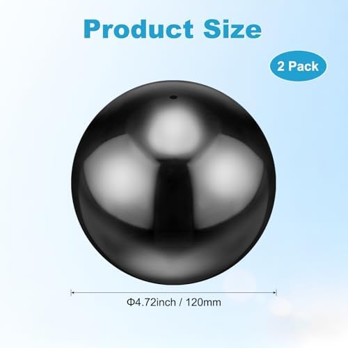 M METERXITY 2-Pack Garden Gazing Globes Ball 4.7 Inch 201 Stainless Steel Hollow Mirror Reflective Floating Ball for Garden/Pond/Home/Yard Outdoor Decoration [Gloss Black] - Image 3