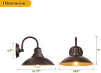 2 Pack Bronze Vanity Barn Lights, Farmhouse Gooseneck Wall Sconce with E26 Socket, Round Outdoor/Indoor Metal Light Fixtures for Bathroom, Bedroom, Porch, Entryway, and Garage - Image 3